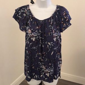 NWOT Loft floral scoop neck top
